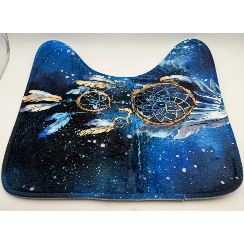 New 4pc Eagle Dreamcatcher Bathroom Set Blue Celestial Shower Curtain Rugs Mats